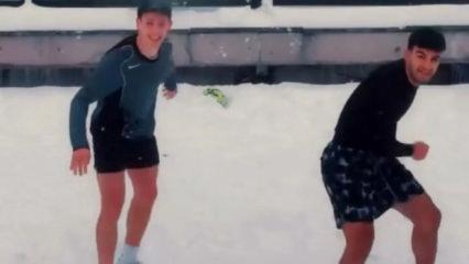 Arda G&uuml;ler, Fenerbah&ccedil;eli futbolcuyla -4 derecede karda futbol oynadı