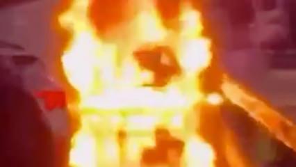 Şişli'de seyir halindeki otomobilde yangın: Trafik aksadı