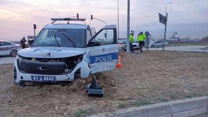 Denetleme noktasından ka&ccedil;an otomobille polis aracı &ccedil;arpıştı: 3 polis yaralı