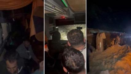 Diyarbakır&rsquo;da yolcu otob&uuml;s&uuml; şarampole devrildi: 4 yaralı