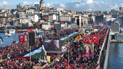 İstanbul Filistin i&ccedil;in ayakta! 520 bin y&uuml;reğin attığı o muhteşem anlar
