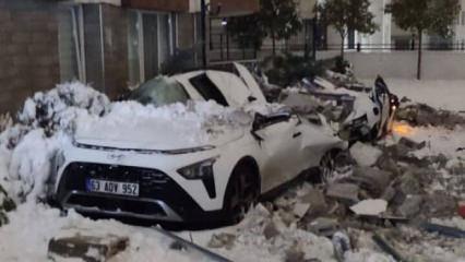 Şanlıurfa'da kar yağışı nedeniyle &ccedil;&ouml;ken &ccedil;atılar 67 araca hasar verdi