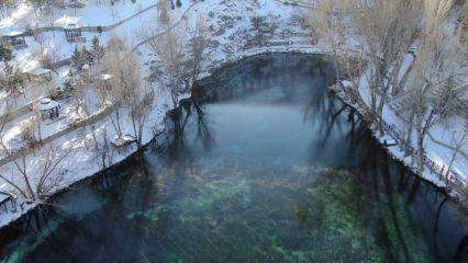Sivas&rsquo;ta eksi 30 derecede donmayan turkuaz g&uuml;zellik: G&ouml;kpınar G&ouml;l&uuml;