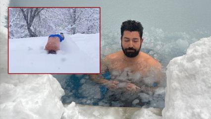 Soğuğa meydan okudular! Eksi 10 derecede biri kara daldı, diğeri buzlu havuza...