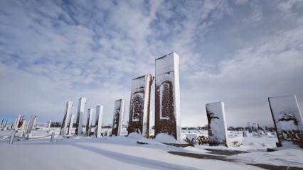 Tarihi yapılar karla b&uuml;t&uuml;nleşti! Ahlat&rsquo;tan manzaralar