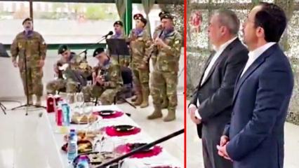 G&uuml;ney Kıbrıs lideri askerlerle birlikte işgal marşı okudu