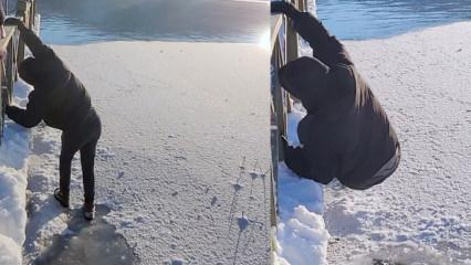 Abant G&ouml;l&uuml;'nde donmuş y&uuml;zeye &ccedil;ıkan gen&ccedil; &ouml;l&uuml;mden d&ouml;nd&uuml;