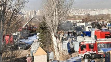 Ankara'da b&uuml;y&uuml;k yangın! 7-8 TIR alev alev yandı, valilikten ilk a&ccedil;ıklama