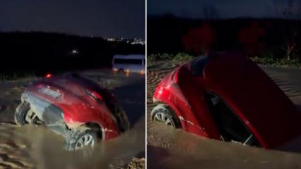 Bursa'da korkun&ccedil; ihmal! S&uuml;r&uuml;c&uuml; bataklığa g&ouml;m&uuml;lmekten son anda kurtuldu