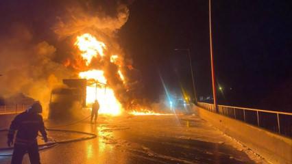 Gaziantep'te TAG Otoyolu'nda TIR alev aldı!