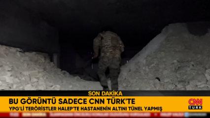 Halep'ten &ccedil;ıkarılan YPG'nin hastaneye yaptığı t&uuml;nel ilk kez g&ouml;r&uuml;nt&uuml;lendi