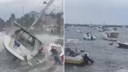 İstanbul&rsquo;da fırtına bilan&ccedil;osu: Boğaz trafiği durdu, tekneler battı, saat 22.00 uyarısı