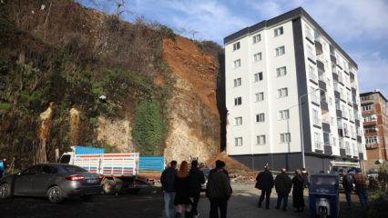 Trabzon'da heyelan: 6 katlı bina boşaltıldı!