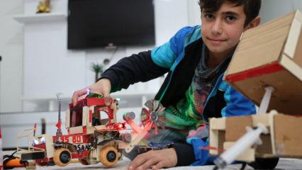 &Uuml;retime g&ouml;n&uuml;l veren 12 yaşındaki Sel&ccedil;uk, Sel&ccedil;uk Bayraktar'ı &ouml;rnek alıyor