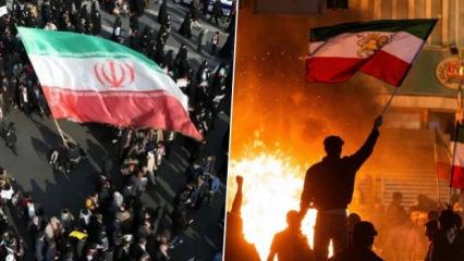 Simge savaşları... İran&rsquo;da eylemcilerin a&ccedil;tığı bayraktaki &lsquo;T&uuml;rk&rsquo; detayı! 300 yıllık miras