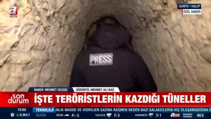 Halep'te YPG'li ter&ouml;ristlerin kazdığı t&uuml;neller ilk kez g&ouml;r&uuml;nt&uuml;lendi