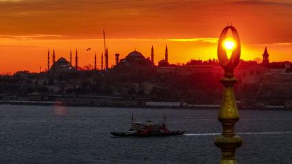İstanbul'da g&uuml;n batımı: Manzara hayran bıraktı