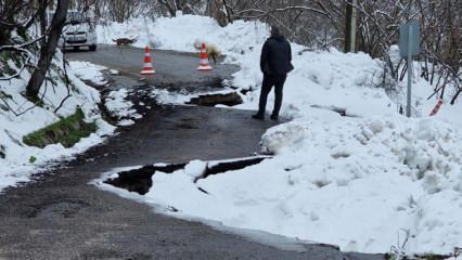 Kara yolunda korkutan heyelan: Ulaşım durdu!