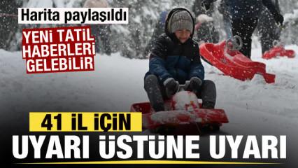 T&uuml;rkiye beyaza b&uuml;r&uuml;necek! Yeni harita paylaşıldı! 41 il i&ccedil;in son dakika kar uyarısı