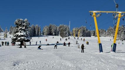 Uludağ&rsquo;da yarıyıl tatili yoğunluğu: Telesiyejlerde metrelerce kuyruk  