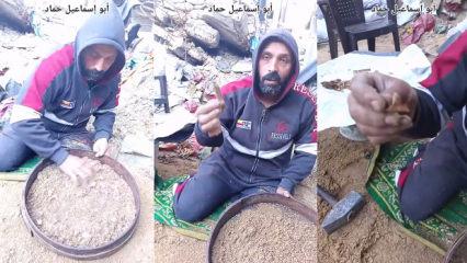 Gazze'de y&uuml;rek yakan g&ouml;r&uuml;nt&uuml;: Altın değil eşinin ve kızlarının kemiklerini arıyor