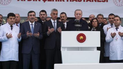 Aydın Şehir Hastanesi'nin a&ccedil;ılışında konuşan Erdoğan m&uuml;jdeyi b&ouml;yle duyurdu