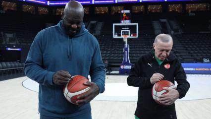 Cumhurbaşkanı Erdoğan, NBA efsanesi Shaquille O&rsquo;Neal ile bir araya geldi