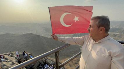 Destici, bayrak yakan b&ouml;l&uuml;c&uuml;lere Nur Dağı&rsquo;ndan T&uuml;rk bayrağı sallayarak cevap verdi 