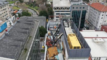 Şişli'de otelin ka&ccedil;ak yapıları yıkıldı