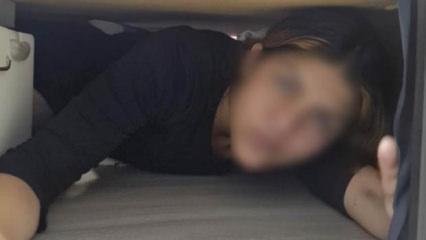 Su&ccedil; makinesi kadın, baza altında yakalandı!