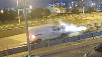 Tekirdağ'da alkoll&uuml; s&uuml;r&uuml;c&uuml;n&uuml;n kullandığı ara&ccedil; bariyere ok gibi saplandı