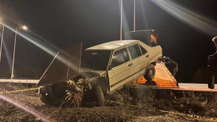 Yola &ccedil;ıkan domuz sonu oldu: Konya'da takla atan araba şarampole yuvarlandı