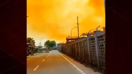 Endonezya'da nitrik asit sızıntısı kameralara yansıdı