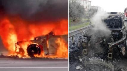 Esenyurt TEM Otoyolu'nda cip yanarak k&uuml;le d&ouml;nd&uuml;