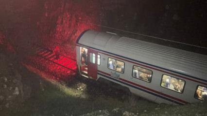 Toprak kaydı, yolcu treni raydan &ccedil;ıktı