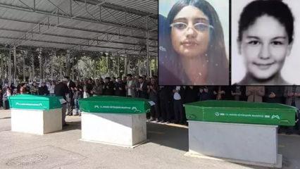 Alışverişten d&ouml;nerken cipin &ccedil;arptığı 3 kız, yan yana toprağa verildi