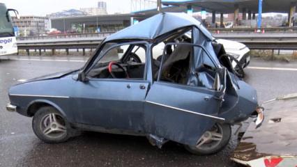 Kuzey Marmara Otoyolu'nda feci kaza: Otomobil kağıt gibi ezildi