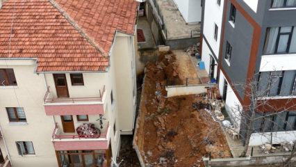 Ankara'da gece yarısı panik: İstinat duvarı &ccedil;&ouml;kt&uuml;, 5 bina boşaltıldı