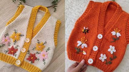 Bebeklere yapılacak en g&uuml;zel &ouml;rg&uuml; yelek modelleri