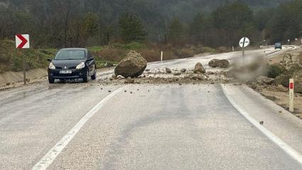 Bolu'da kara yoluna kaya par&ccedil;aları d&uuml;şt&uuml;
