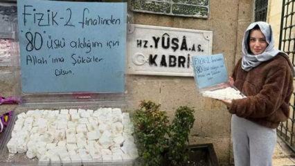 Dileğine kavuştu lokum dağıttı