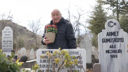 Eşinin mezarını her hafta ziyaret ediyor