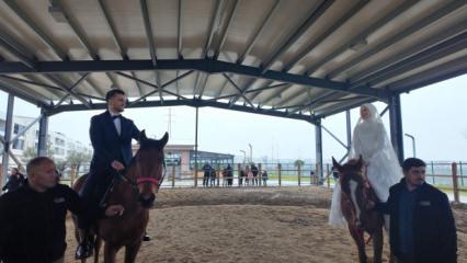 Gelin ata bindi, evet dedi! Esenyurt'ta atas&ouml;z&uuml; ger&ccedil;eğe d&ouml;n&uuml;şt&uuml;