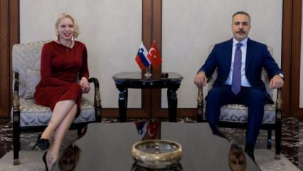 Hakan Fidan Slovenya Meclis Başkanı ile g&ouml;r&uuml;şt&uuml;