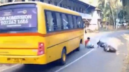 Hindistan'da mucizevi kurtuluş: Otob&uuml;s şof&ouml;r&uuml;n&uuml;n refleksi faciayı &ouml;nledi