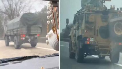 T&uuml;rk askeri konvoyu Avrupa'da: Hayrete d&uuml;şen Almanlar video &ccedil;ekip paylaştı!