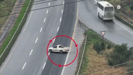 Uygulama noktasından ka&ccedil;mak isterken geri geri giden s&uuml;r&uuml;c&uuml; drona yakalandı