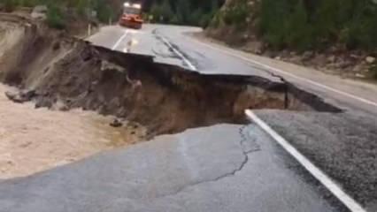 Yol &ccedil;&ouml;kt&uuml;! Karayolu ulaşıma kapandı