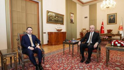 TBMM Başkanı Numan Kurtulmuş, Adalet Bakanı Akın G&uuml;rlek'i ağırladı