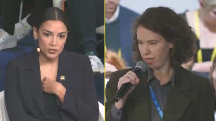 ABD Kongre &uuml;yesi Cortez'den İsrailli gazeteciye olay cevap: Soykırımın sebebi bu!